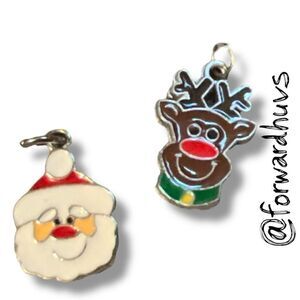 Bundle Sale 3 for $15 | Set of 3/4” Holiday Enamel Charms – Santa & Reindeer